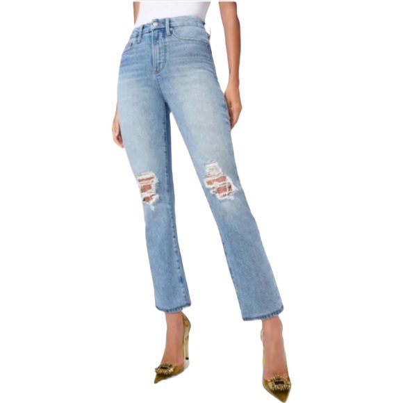 Good American Good Boy Wide Release Hem Destructed Jeans (2) - Picture 13 of 13